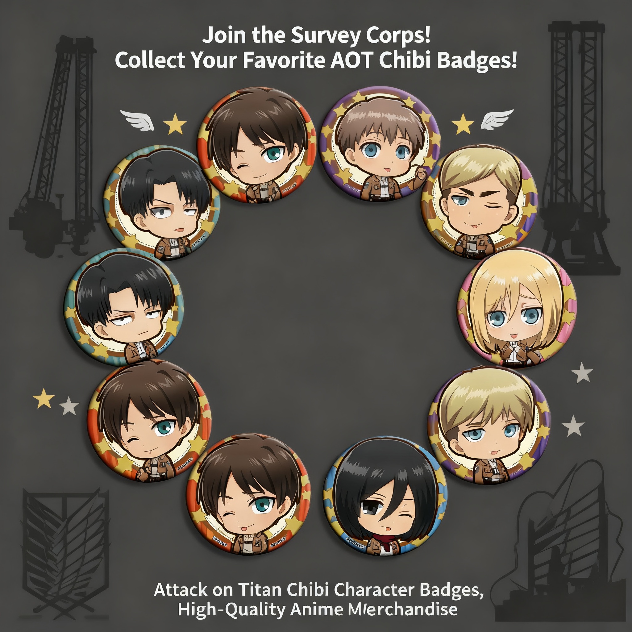 Anime Cosplay Merchandise - Lencana Anime Attack On Titan 58Mm