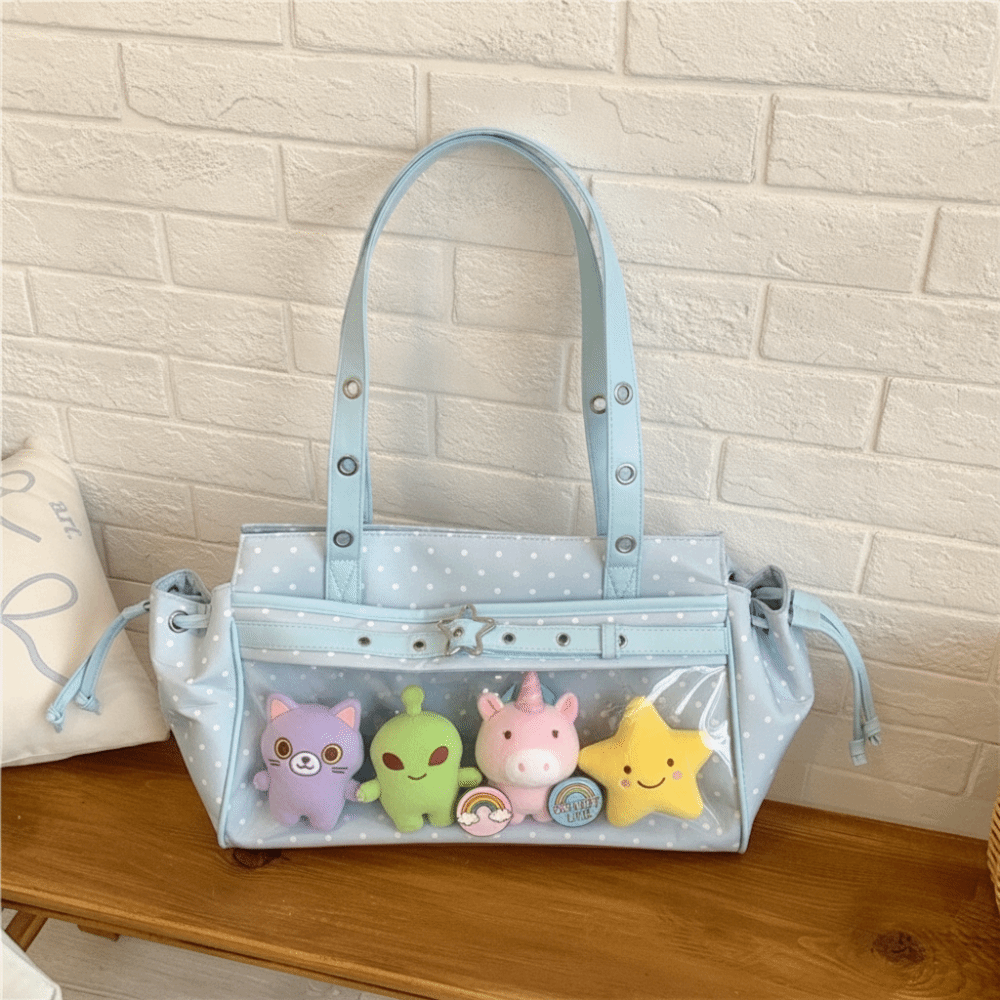 Anime Merchandise Women - Tas Selempang Transparan PVC Harajuku Polka