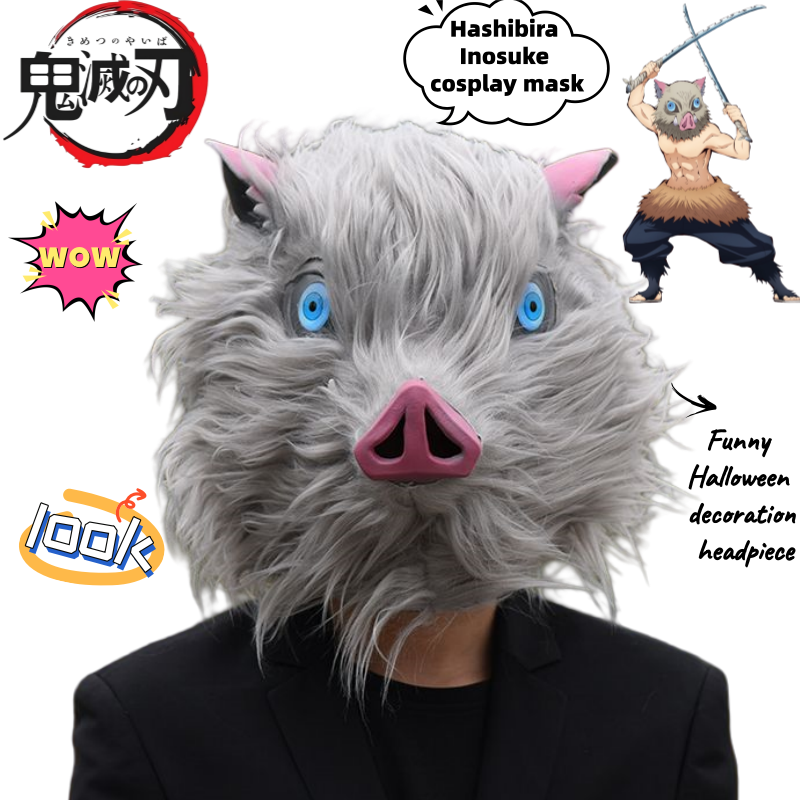 Unique Anime Merchandise - Demon Slayer Hashibira Inosuke Topeng Kreatif